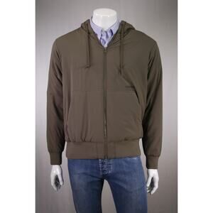 Tenore New Union Zip Hoodie Brown Padded Hooded Zip Front Jacket Packable Small